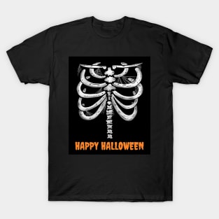 Happy Halloween (skeleton ribs with cobwebs) T-Shirt